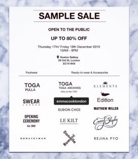 Multi brand sample sale (shoes and RTW & accessories)