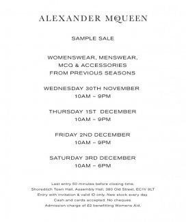 Alexander McQueen sample sale -- Sample 