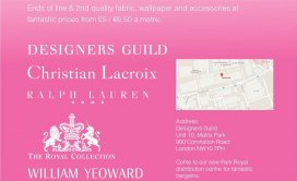 Designers Guild warehouse sale (Christian Lacroix, Ralph Lauren Home and William Yeoward)